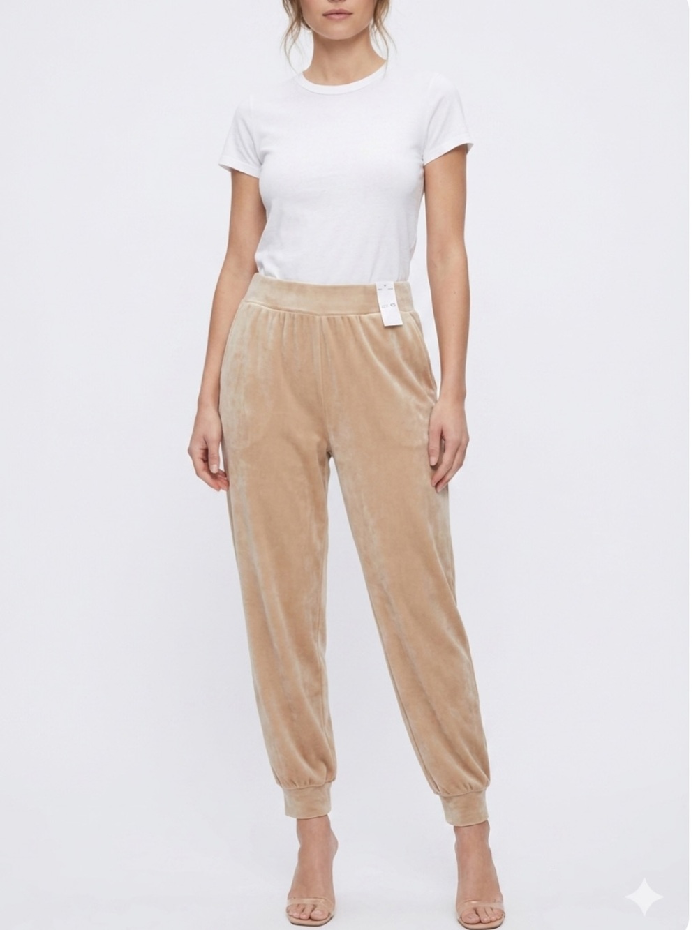 MAGASCHONI VELOUR JOGGERS CHAMPAGNE COLOR ULTRA SOFT SIZE XL NWT